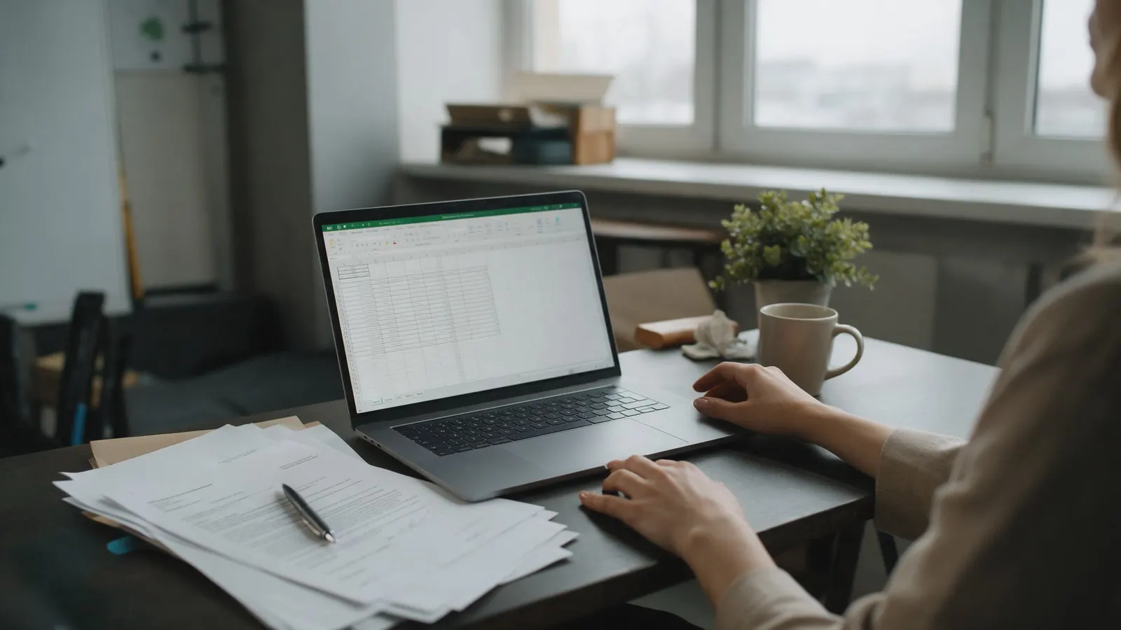 A trade desk with a laptop and printed contracts: group terms are agreed hotel by hotel.